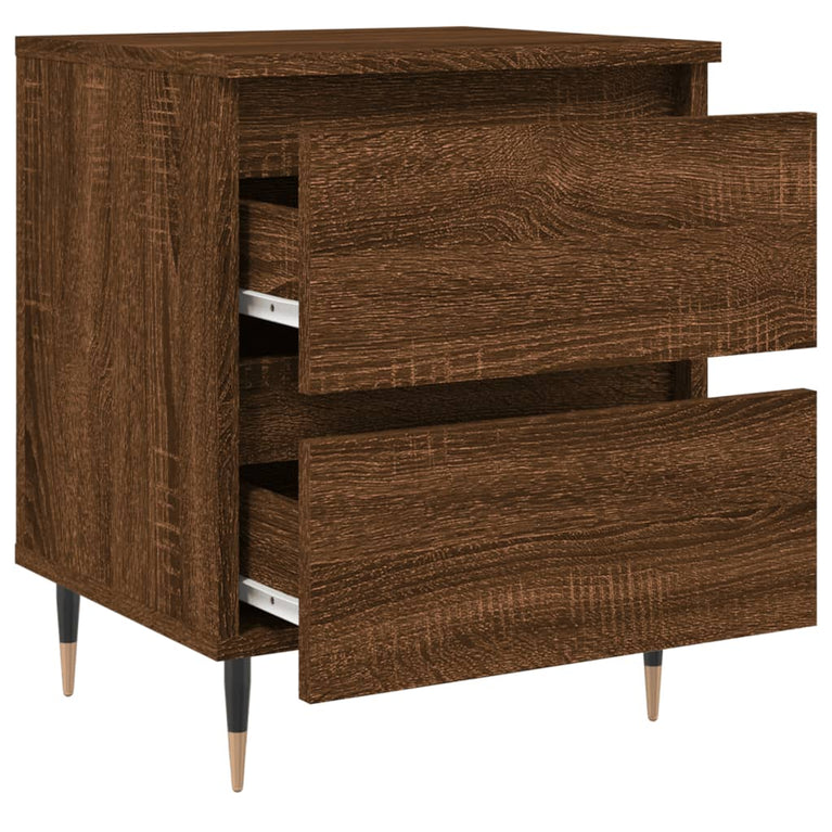 Nachtkastje 40x35x50 cm bewerkt hout bruin eikenkleur MeubelReus