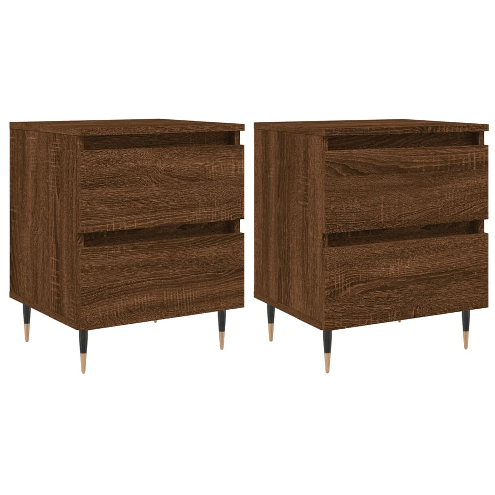 Nachtkastjes 2 st 40x35x50 cm bewerkt hout bruin eikenkleur MeubelReus