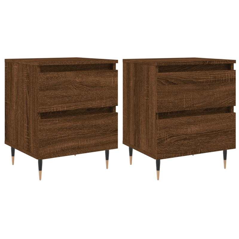 Nachtkastjes 2 st 40x35x50 cm bewerkt hout bruin eikenkleur MeubelReus