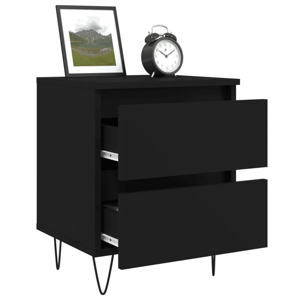 Nachtkastjes 2 st 40x35x50 cm bewerkt hout zwart MeubelReus