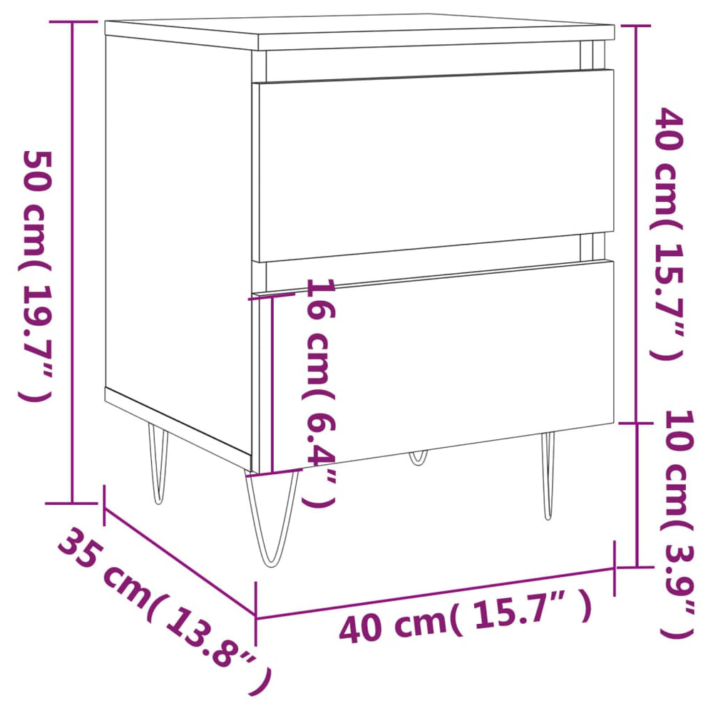 Nachtkastjes 2 st 40x35x50 cm bewerkt hout zwart MeubelReus