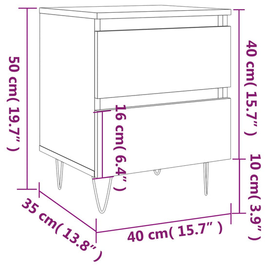 Nachtkastjes 2 st 40x35x50 cm bewerkt hout zwart MeubelReus