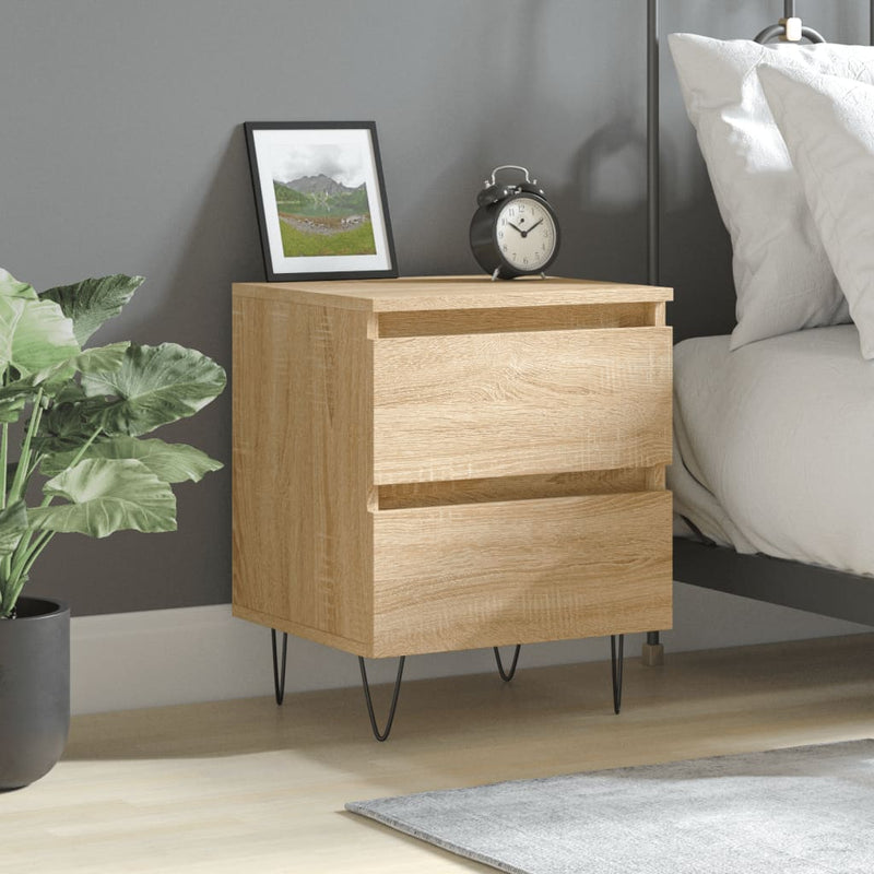 Nachtkastje 40x35x50 cm bewerkt hout sonoma eikenkleurig MeubelReus