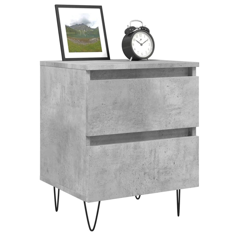 Nachtkastje 40x35x50 cm bewerkt hout betongrijs MeubelReus