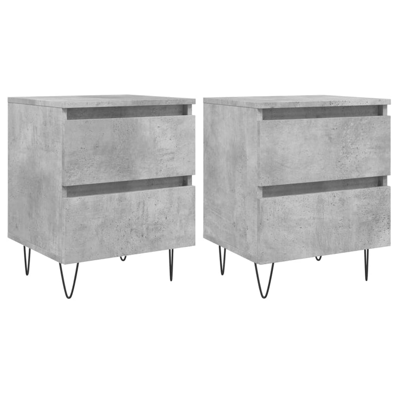 Nachtkastjes 2 st 40x35x50 cm bewerkt hout betongrijs MeubelReus