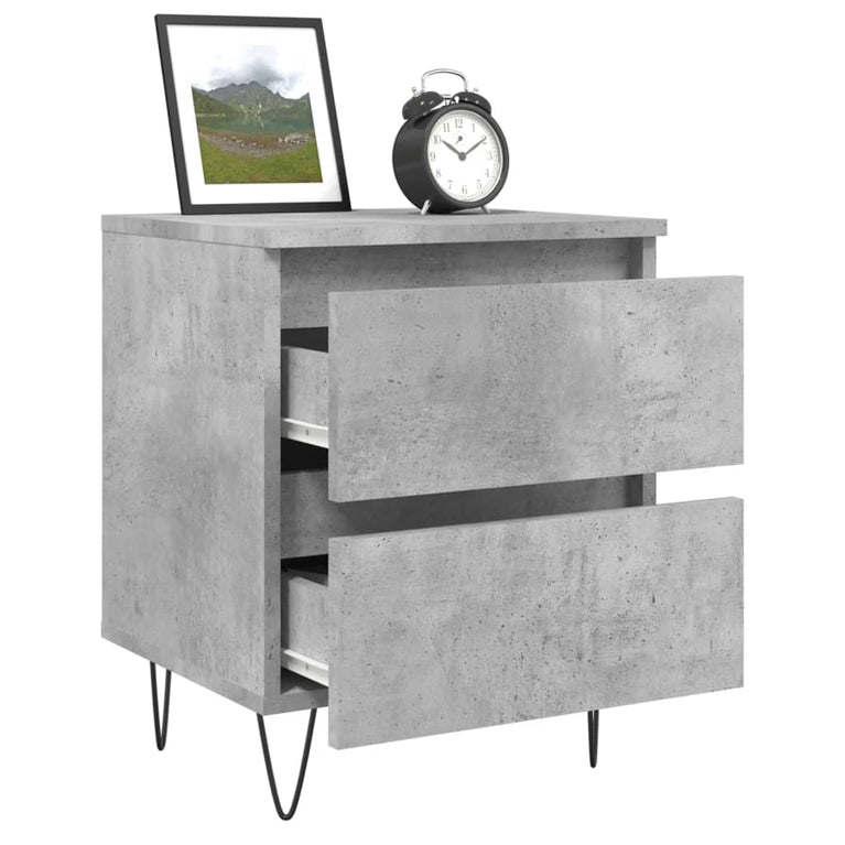 Nachtkastjes 2 st 40x35x50 cm bewerkt hout betongrijs MeubelReus