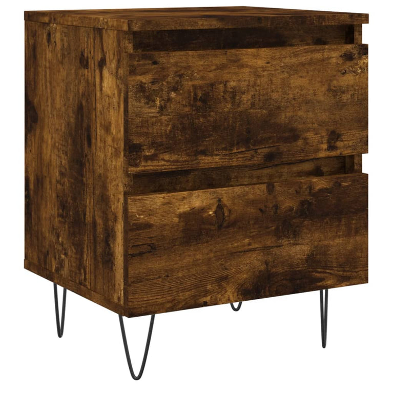 Nachtkastje 40x35x50 cm bewerkt hout gerookt eikenkleurig MeubelReus