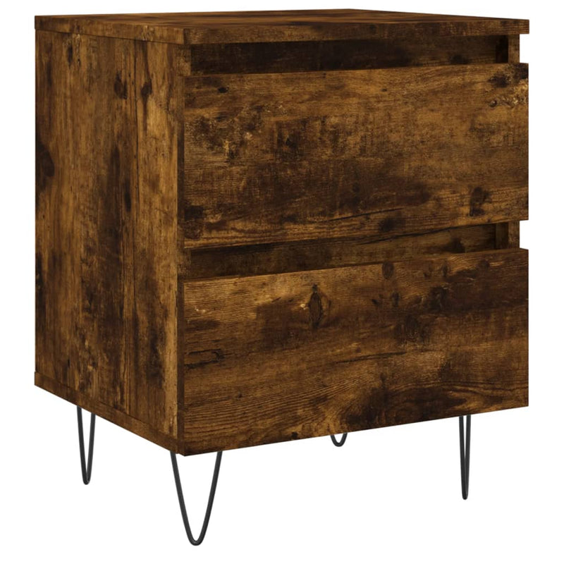 Nachtkastje 40x35x50 cm bewerkt hout gerookt eikenkleurig MeubelReus