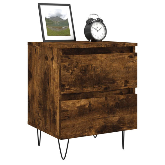 Nachtkastje 40x35x50 cm bewerkt hout gerookt eikenkleurig MeubelReus