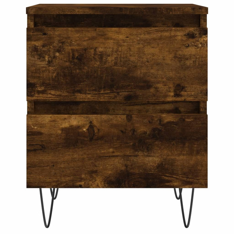 Nachtkastje 40x35x50 cm bewerkt hout gerookt eikenkleurig MeubelReus