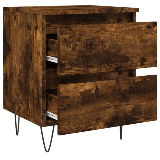 Nachtkastje 40x35x50 cm bewerkt hout gerookt eikenkleurig MeubelReus
