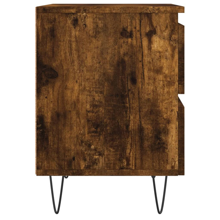 Nachtkastje 40x35x50 cm bewerkt hout gerookt eikenkleurig MeubelReus