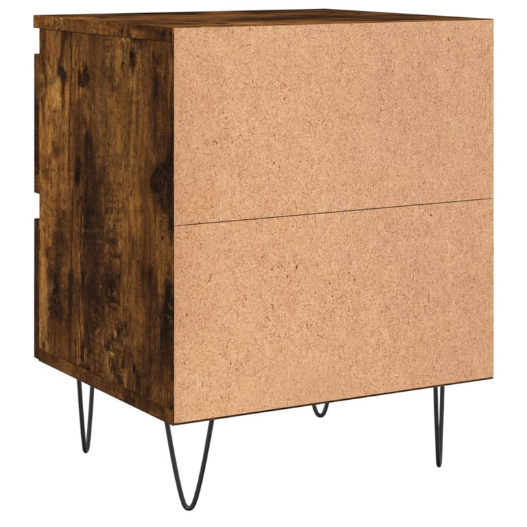 Nachtkastje 40x35x50 cm bewerkt hout gerookt eikenkleurig MeubelReus