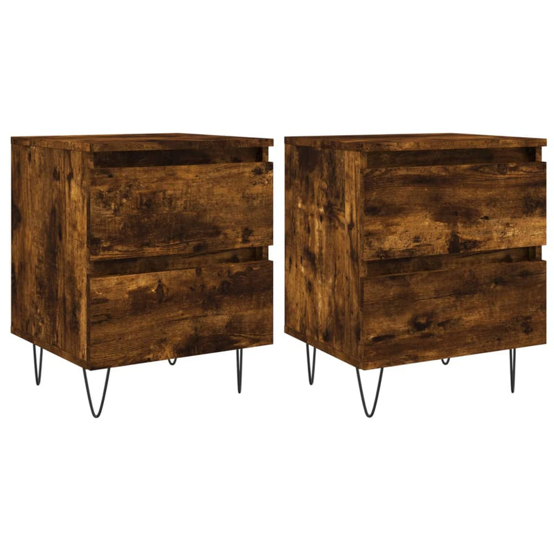 Nachtkastjes 2 st 40x35x50 cm bewerkt hout gerookt eikenkleurig MeubelReus