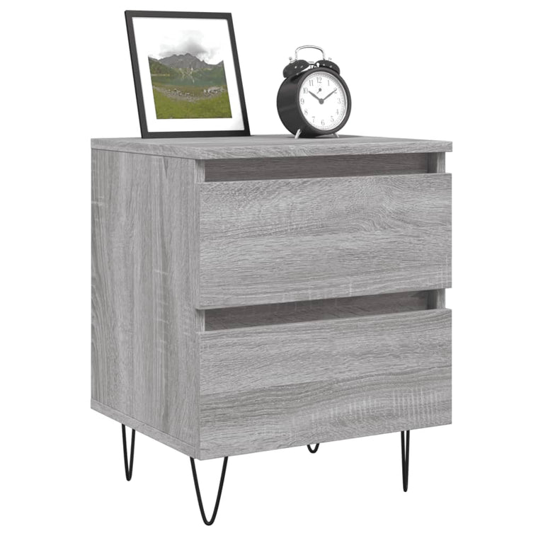 Nachtkastje 40x35x50 cm bewerkt hout grijs sonoma eikenkleurig MeubelReus