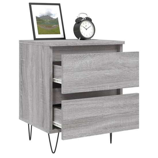Nachtkastje 40x35x50 cm bewerkt hout grijs sonoma eikenkleurig MeubelReus