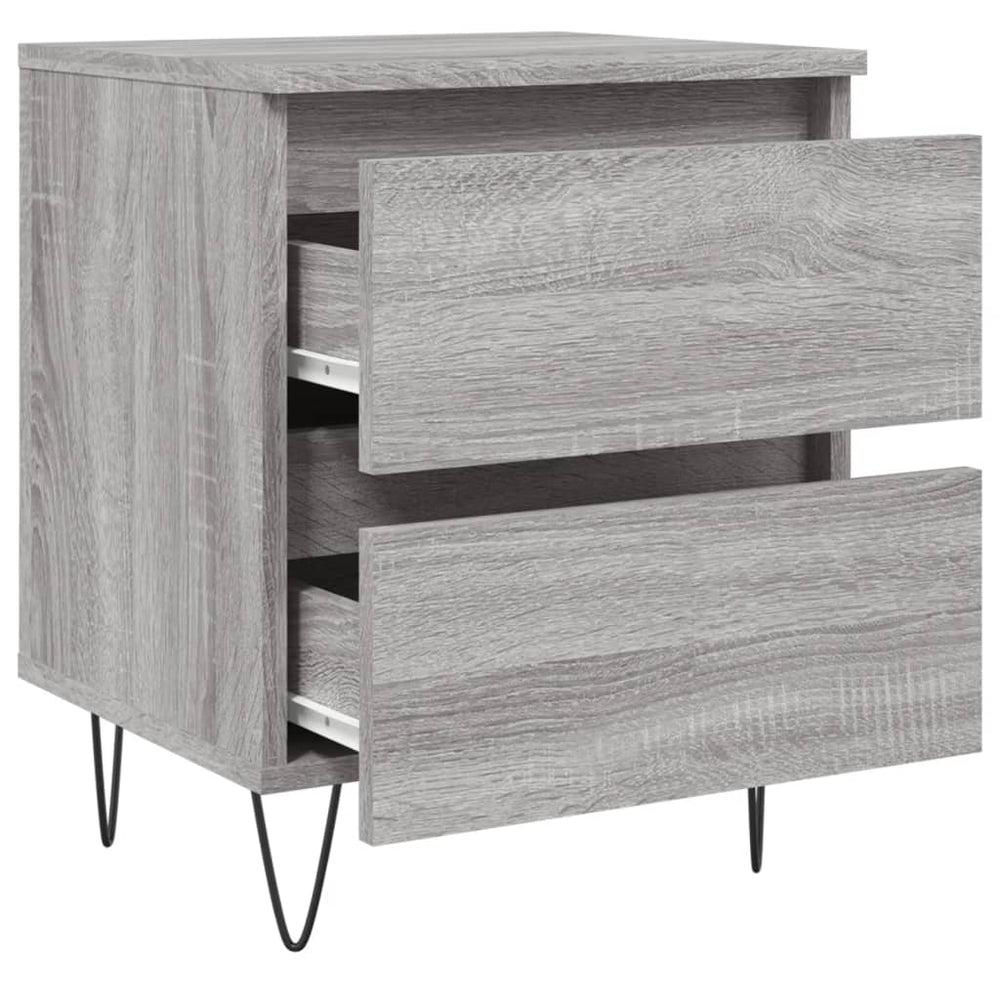Nachtkastje 40x35x50 cm bewerkt hout grijs sonoma eikenkleurig MeubelReus