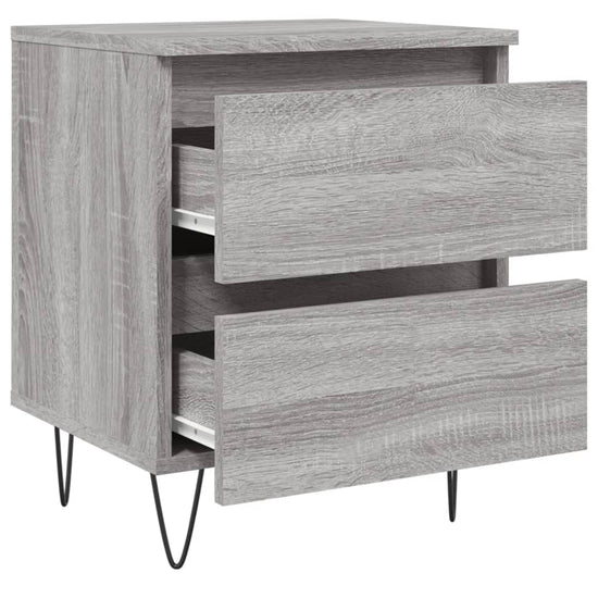 Nachtkastje 40x35x50 cm bewerkt hout grijs sonoma eikenkleurig MeubelReus