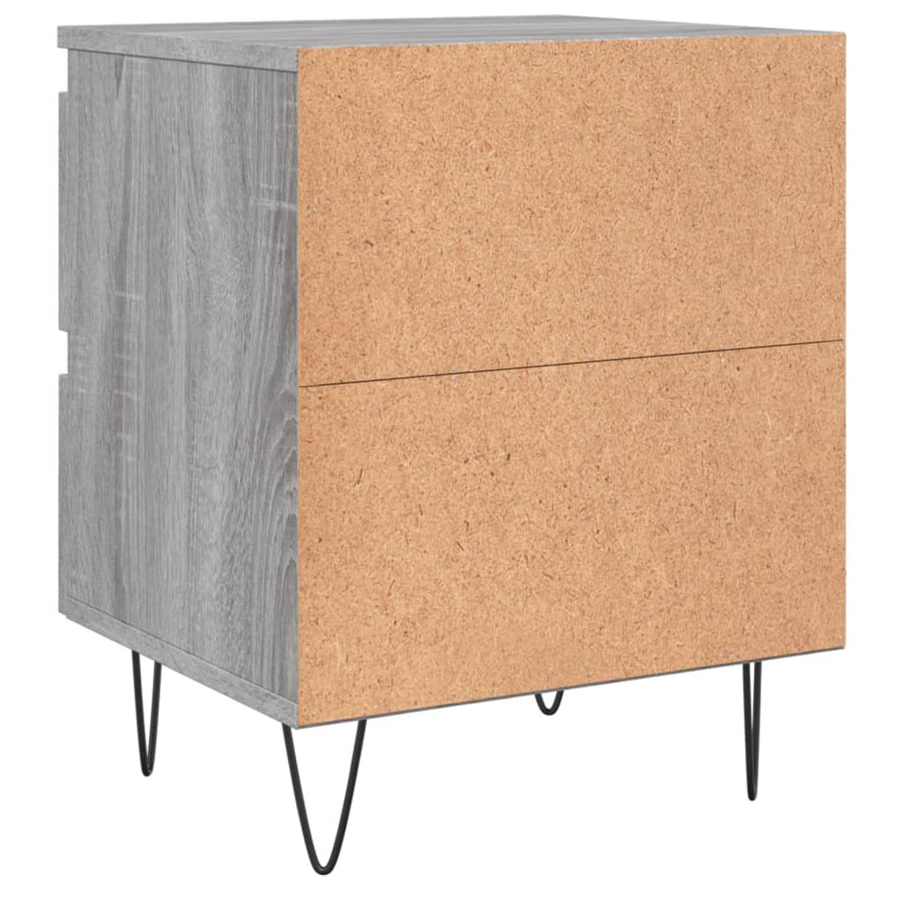 Nachtkastje 40x35x50 cm bewerkt hout grijs sonoma eikenkleurig MeubelReus