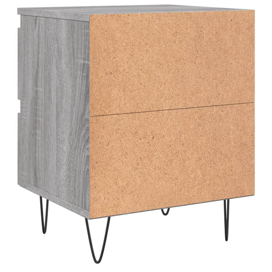 Nachtkastje 40x35x50 cm bewerkt hout grijs sonoma eikenkleurig MeubelReus