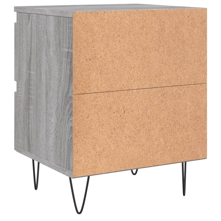 Nachtkastje 40x35x50 cm bewerkt hout grijs sonoma eikenkleurig MeubelReus