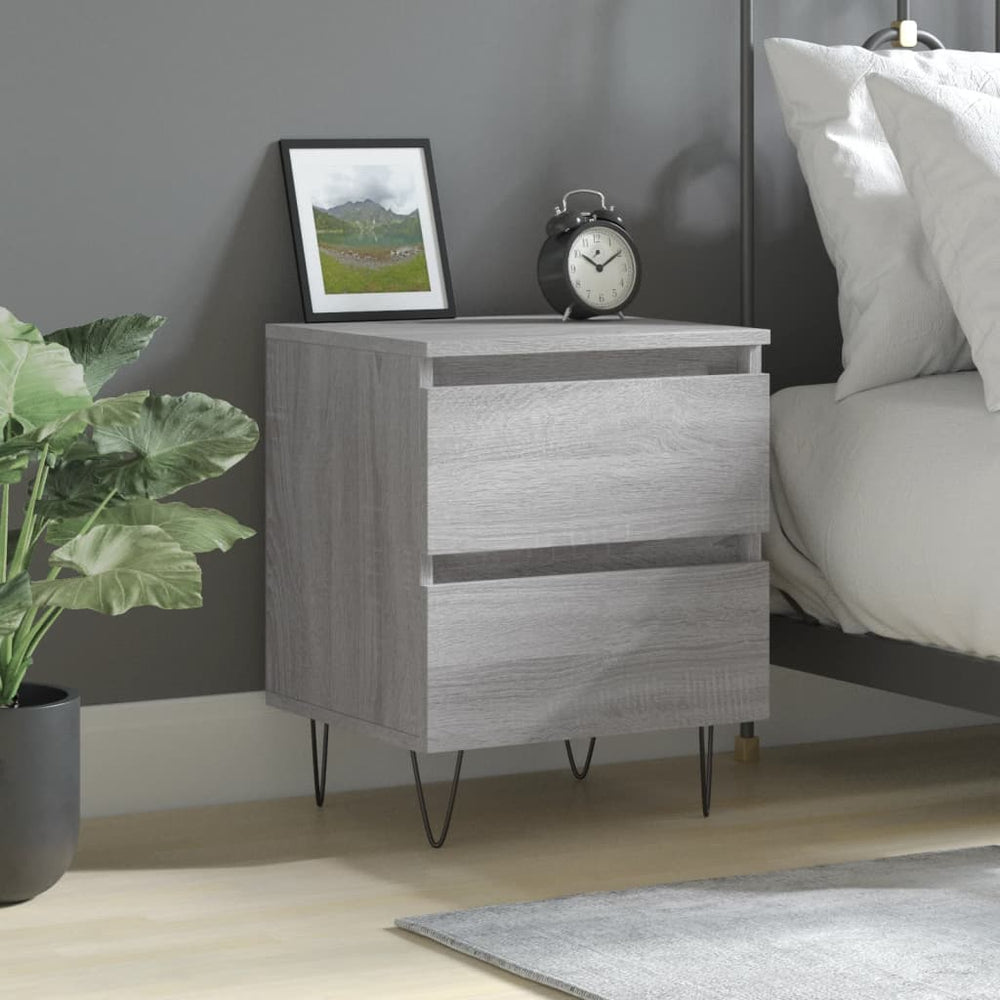 Nachtkastje 40x35x50 cm bewerkt hout grijs sonoma eikenkleurig MeubelReus