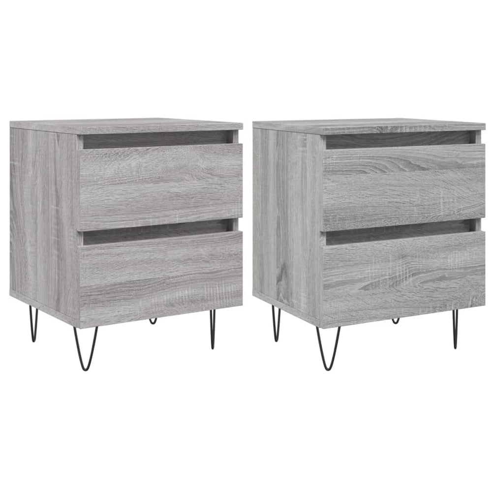 Nachtkastjes 2 st 40x35x50 cm bewerkt hout grijs sonoma eiken MeubelReus