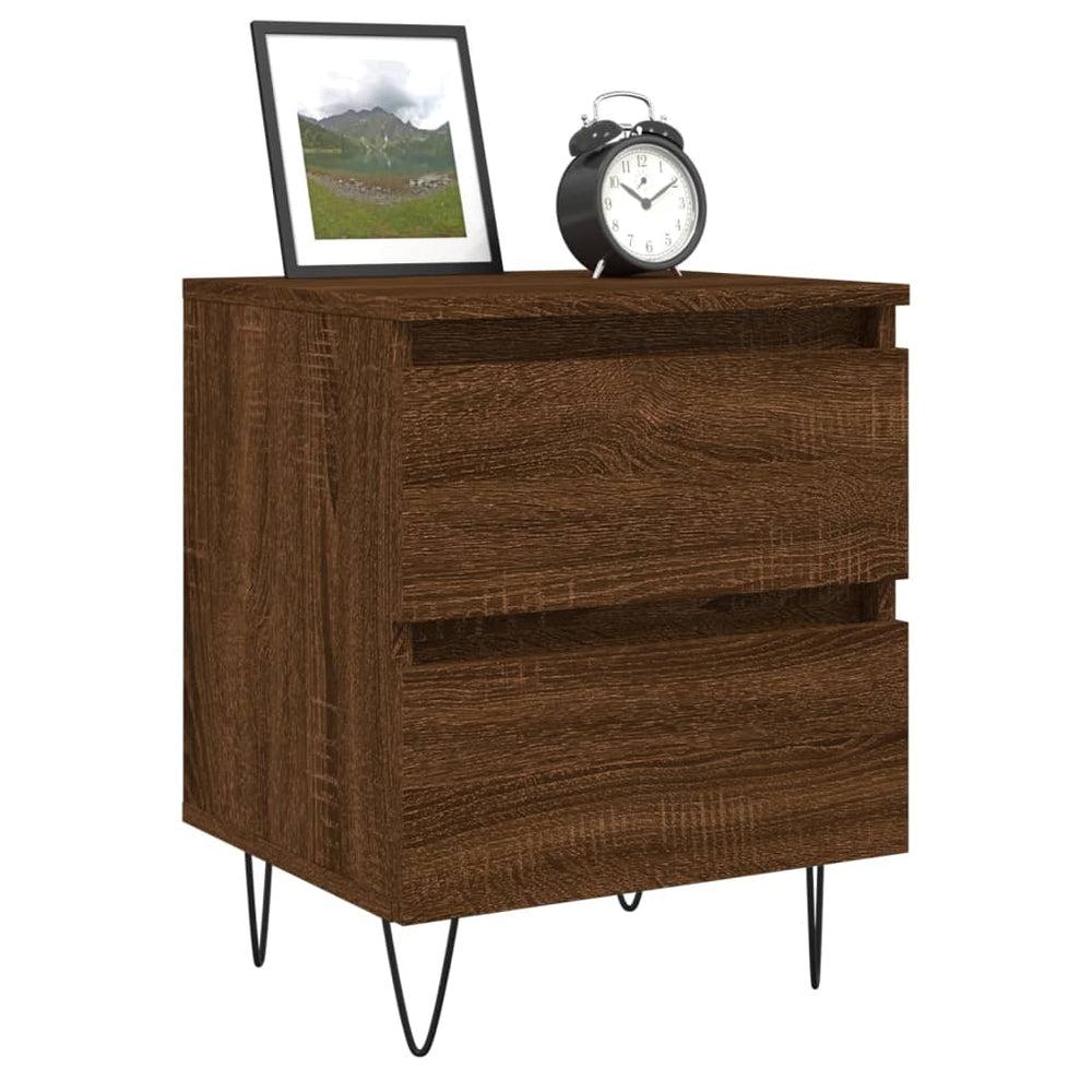 Nachtkastje 40x35x50 cm bewerkt hout bruin eikenkleur MeubelReus