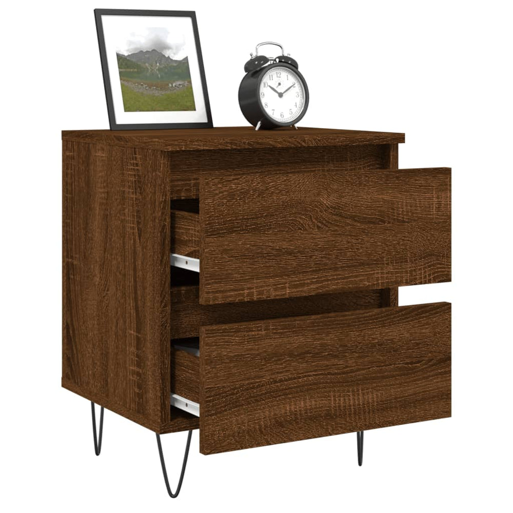 Nachtkastje 40x35x50 cm bewerkt hout bruin eikenkleur MeubelReus