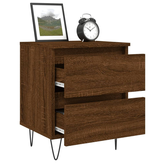 Nachtkastje 40x35x50 cm bewerkt hout bruin eikenkleur MeubelReus