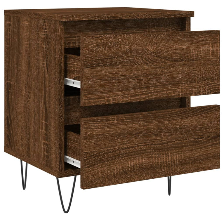 Nachtkastje 40x35x50 cm bewerkt hout bruin eikenkleur MeubelReus