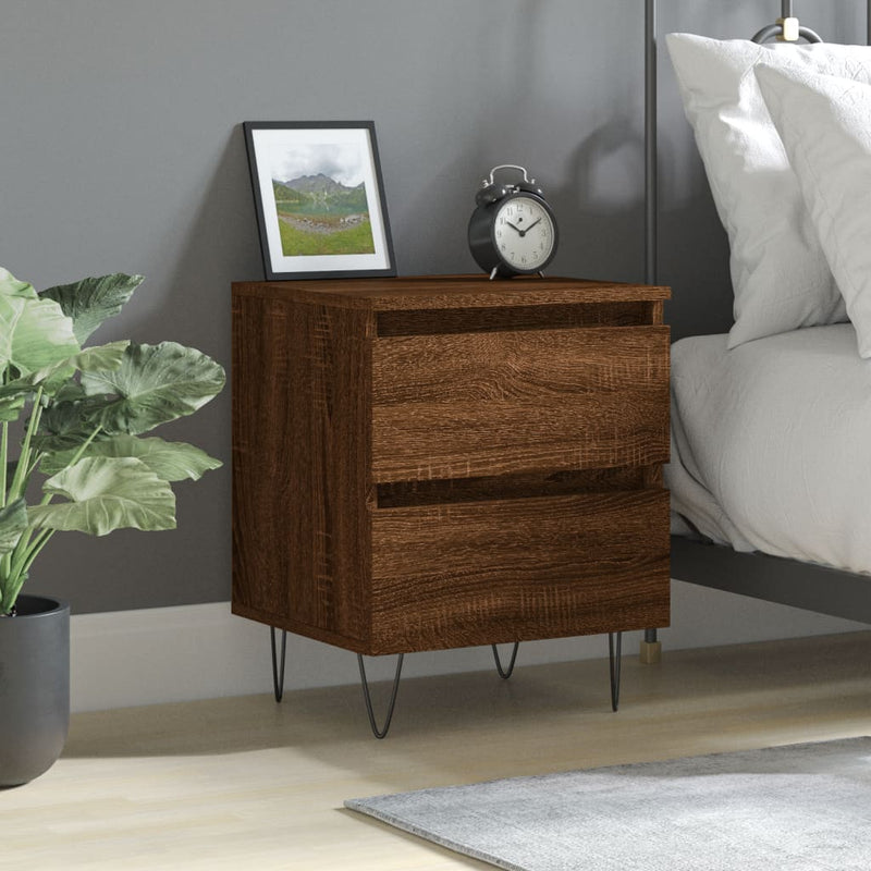 Nachtkastje 40x35x50 cm bewerkt hout bruin eikenkleur MeubelReus