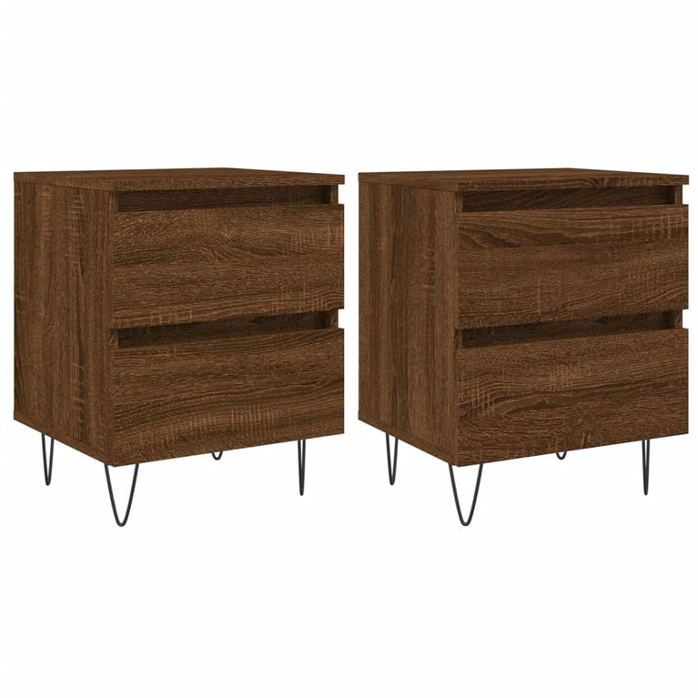 Nachtkastjes 2 st 40x35x50 cm bewerkt hout bruin eikenkleur MeubelReus