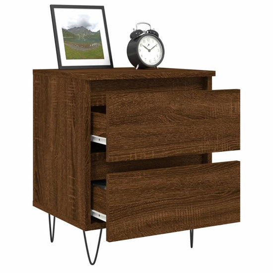 Nachtkastjes 2 st 40x35x50 cm bewerkt hout bruin eikenkleur MeubelReus