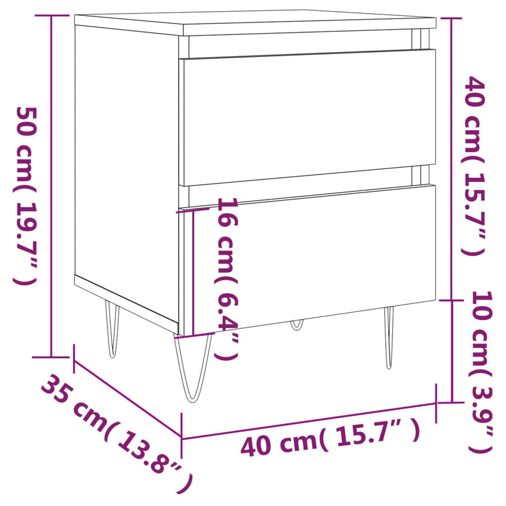 Nachtkastjes 2 st 40x35x50 cm bewerkt hout bruin eikenkleur MeubelReus