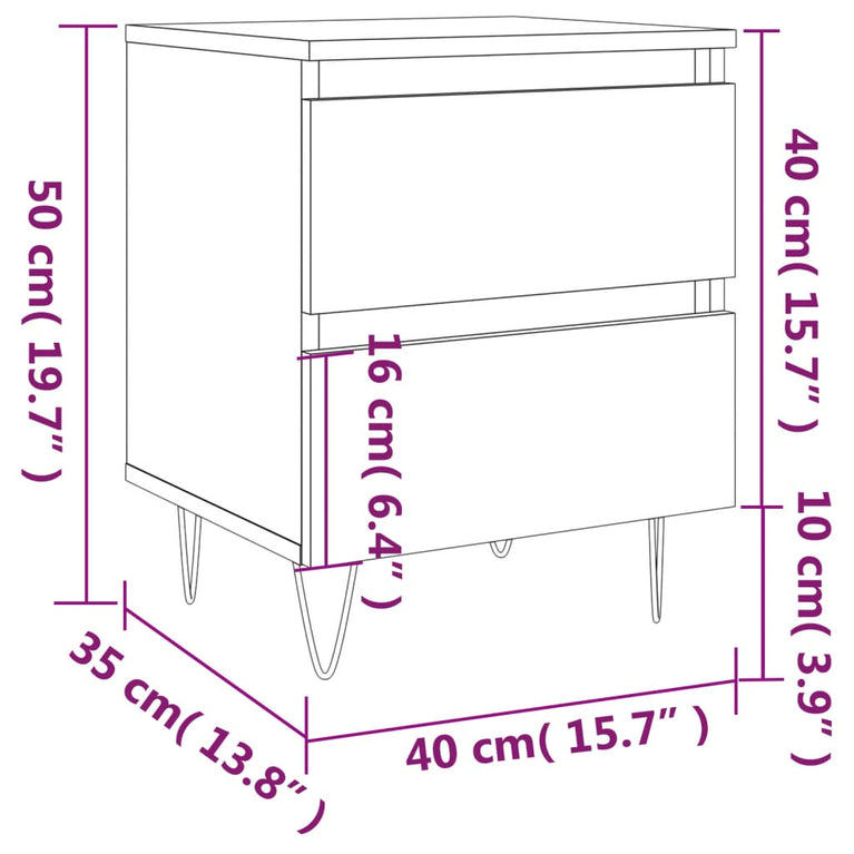 Nachtkastjes 2 st 40x35x50 cm bewerkt hout bruin eikenkleur MeubelReus