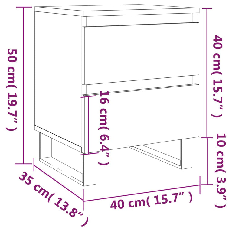 Nachtkastjes 2 st 40x35x50 cm bewerkt hout wit MeubelReus