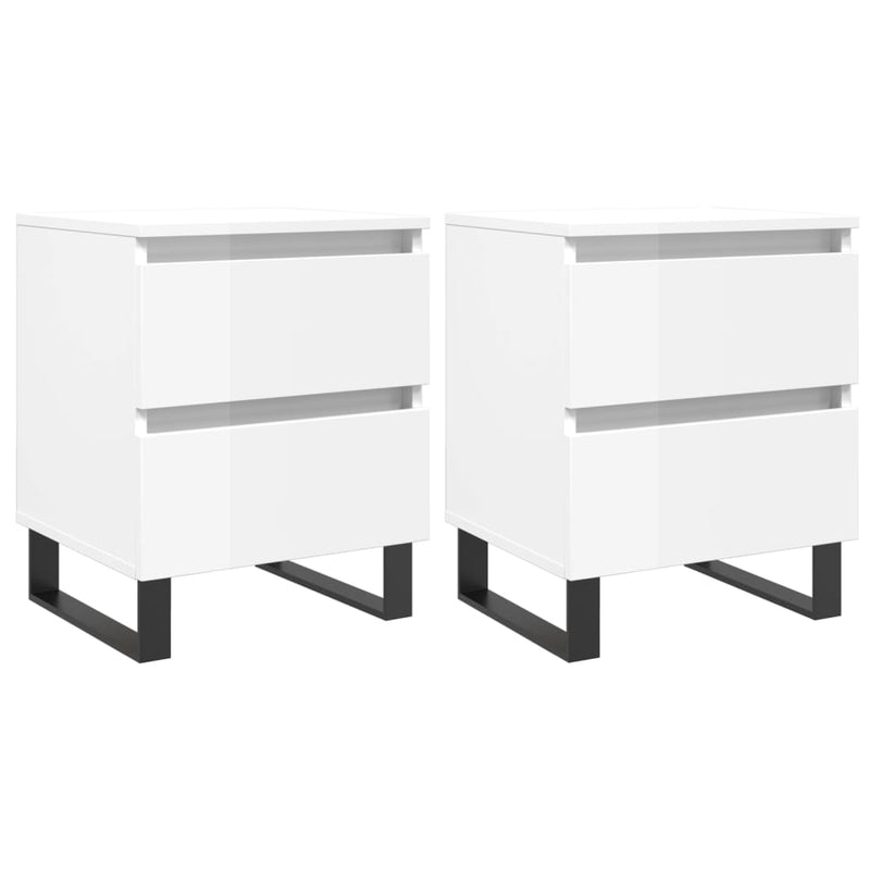 Nachtkastjes 2 st 40x35x50 cm bewerkt hout hoogglans wit MeubelReus