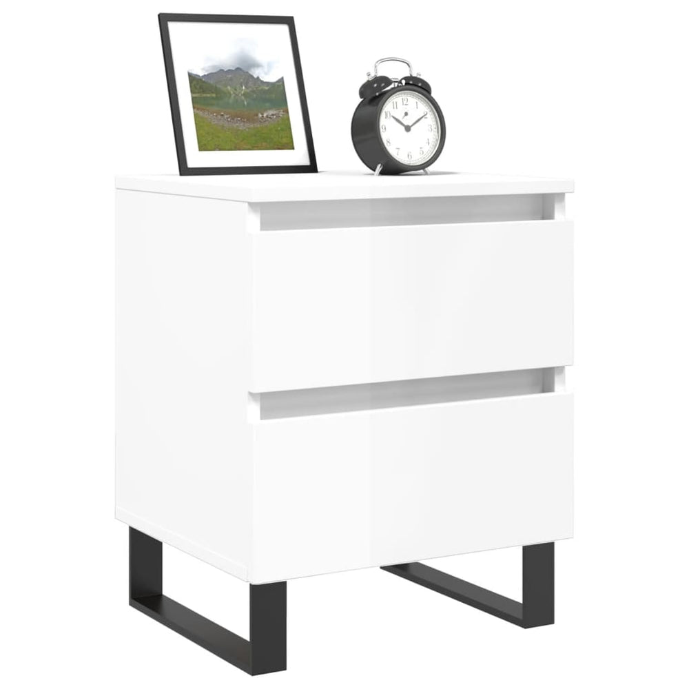 Nachtkastjes 2 st 40x35x50 cm bewerkt hout hoogglans wit MeubelReus