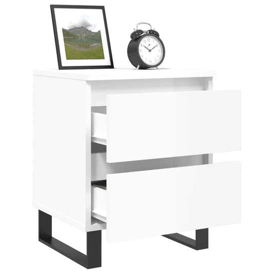 Nachtkastjes 2 st 40x35x50 cm bewerkt hout hoogglans wit MeubelReus