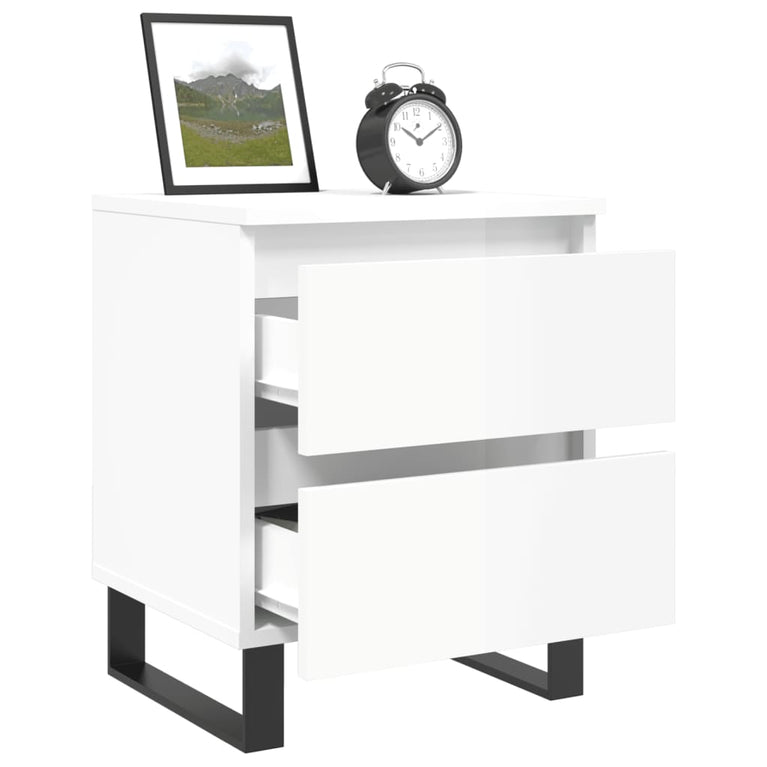 Nachtkastjes 2 st 40x35x50 cm bewerkt hout hoogglans wit MeubelReus
