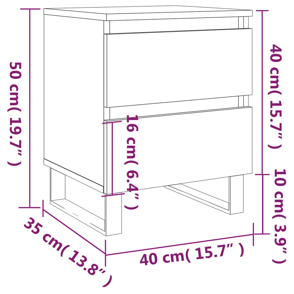 Nachtkastjes 2 st 40x35x50 cm bewerkt hout hoogglans wit MeubelReus