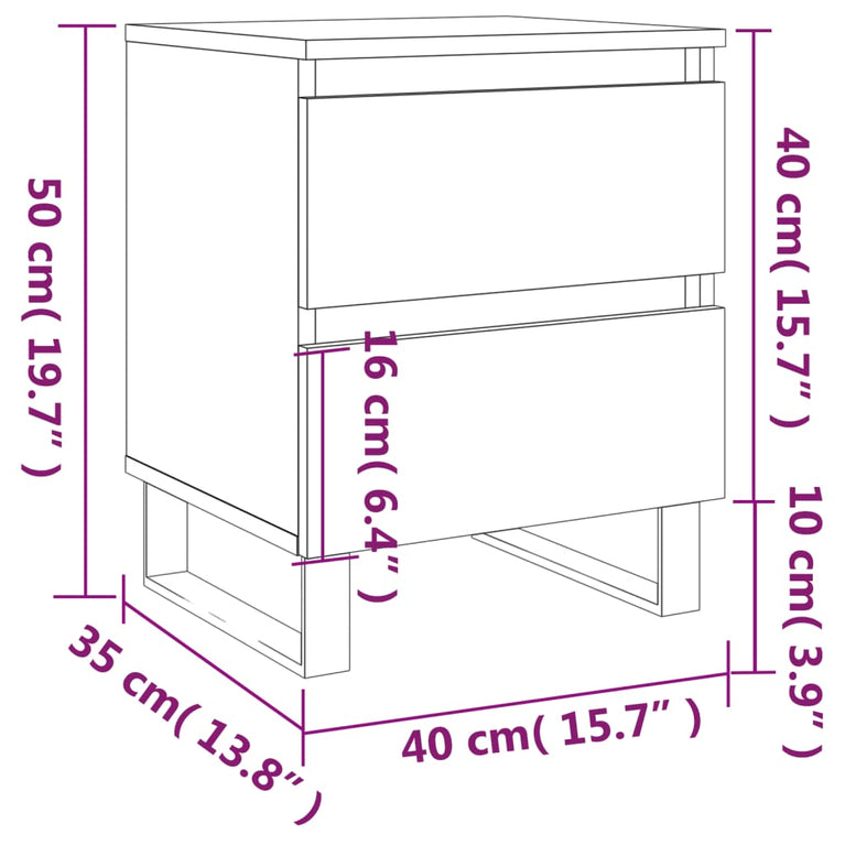 Nachtkastjes 2 st 40x35x50 cm bewerkt hout hoogglans wit MeubelReus