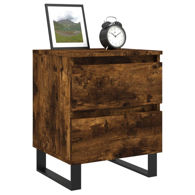 Nachtkastje 40x35x50 cm bewerkt hout gerookt eikenkleurig MeubelReus