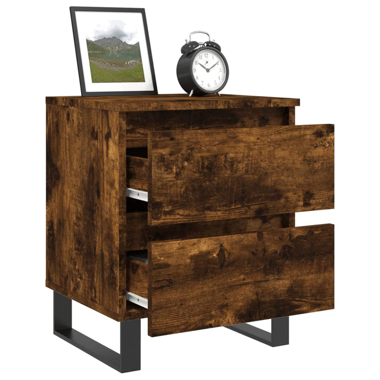 Nachtkastje 40x35x50 cm bewerkt hout gerookt eikenkleurig MeubelReus