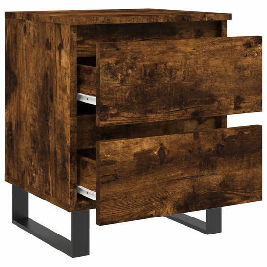 Nachtkastje 40x35x50 cm bewerkt hout gerookt eikenkleurig MeubelReus