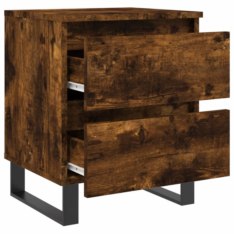 Nachtkastje 40x35x50 cm bewerkt hout gerookt eikenkleurig MeubelReus