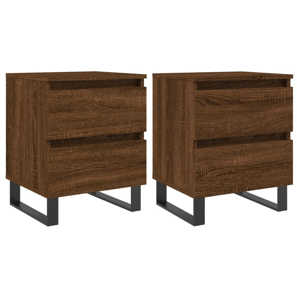 Nachtkastjes 2 st 40x35x50 cm bewerkt hout bruin eikenkleur MeubelReus