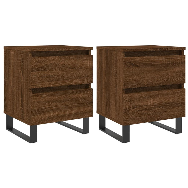 Nachtkastjes 2 st 40x35x50 cm bewerkt hout bruin eikenkleur MeubelReus