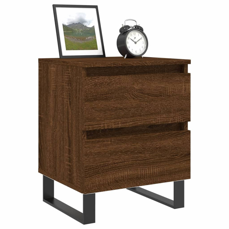 Nachtkastjes 2 st 40x35x50 cm bewerkt hout bruin eikenkleur MeubelReus